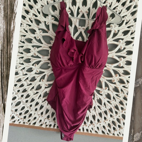 Amazon Other - Deep V Women's One Piece Swimsuit in Burgundy